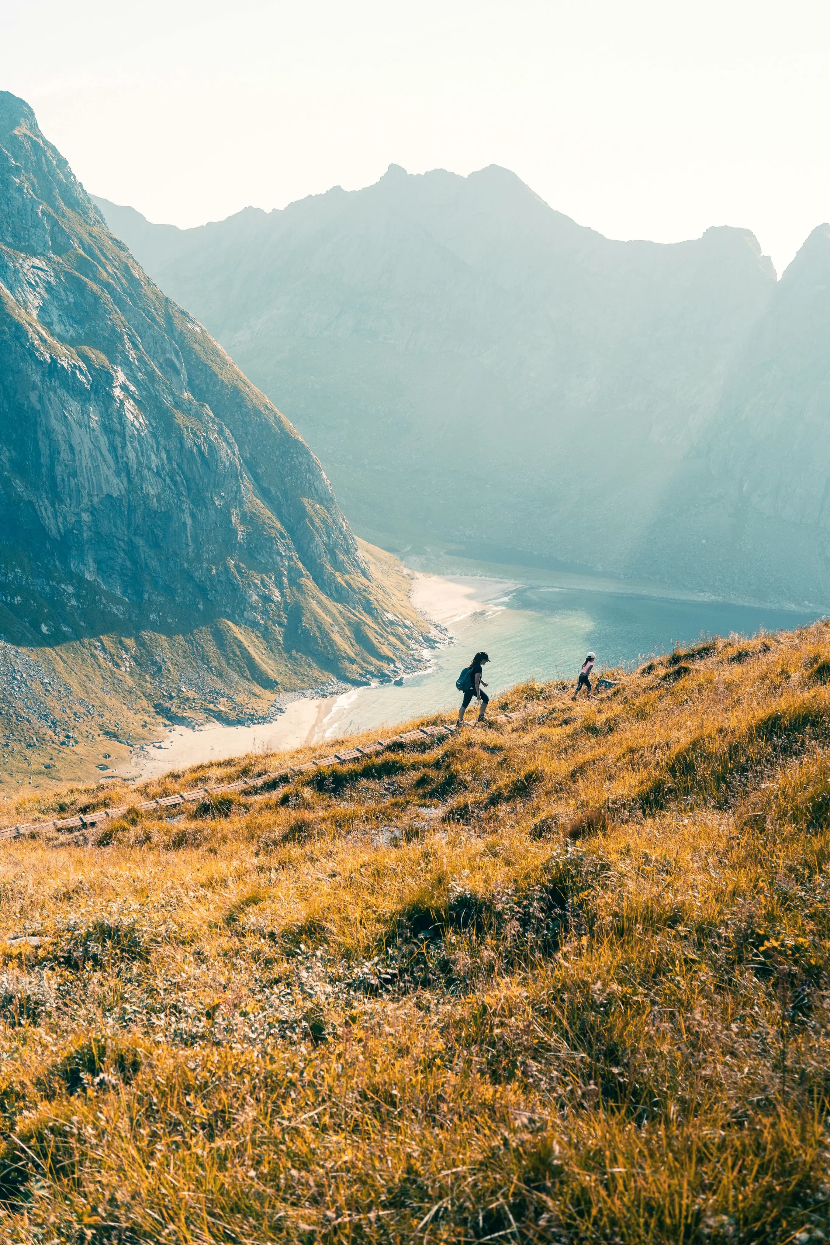 Hikers on a mountain trail