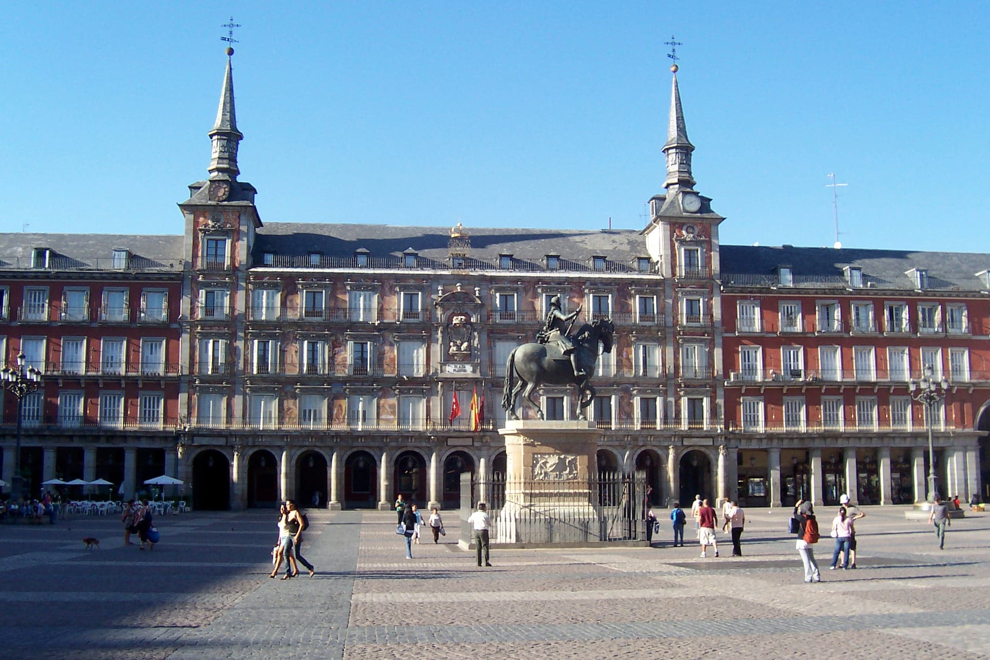 The Plaza Mayor in Madrid with the equestrian statue of Philip III